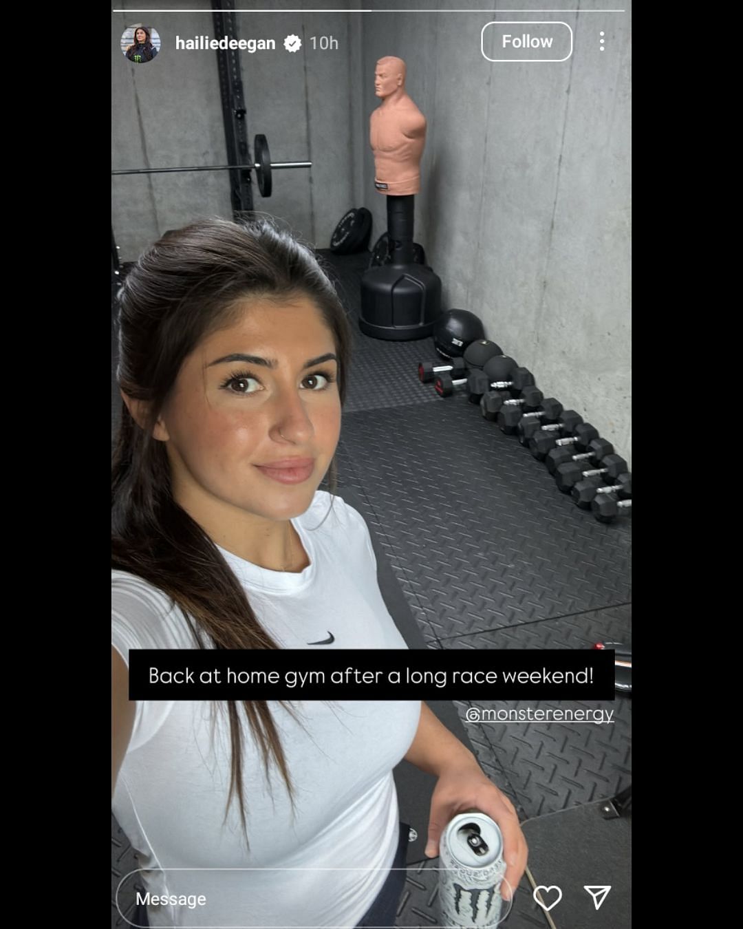 Screenshot of Hailie Deegan's Instagram story via @hailiedeegan